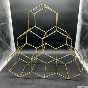 Viski Geometric Gold Tone Countertop Wine Storage Rack